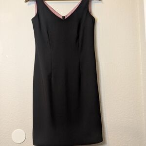 Donna Ricco Black V-Neck Sheath Mini Dress Vintage Size 2 petite